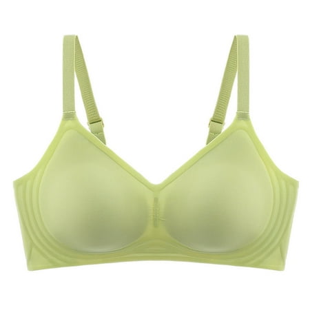 SMihono Seamless Bras Full Coverage Wireless Push Up Bra for Women Adjustable Straps No Underwire Comfort V Neck Bralettes Green M