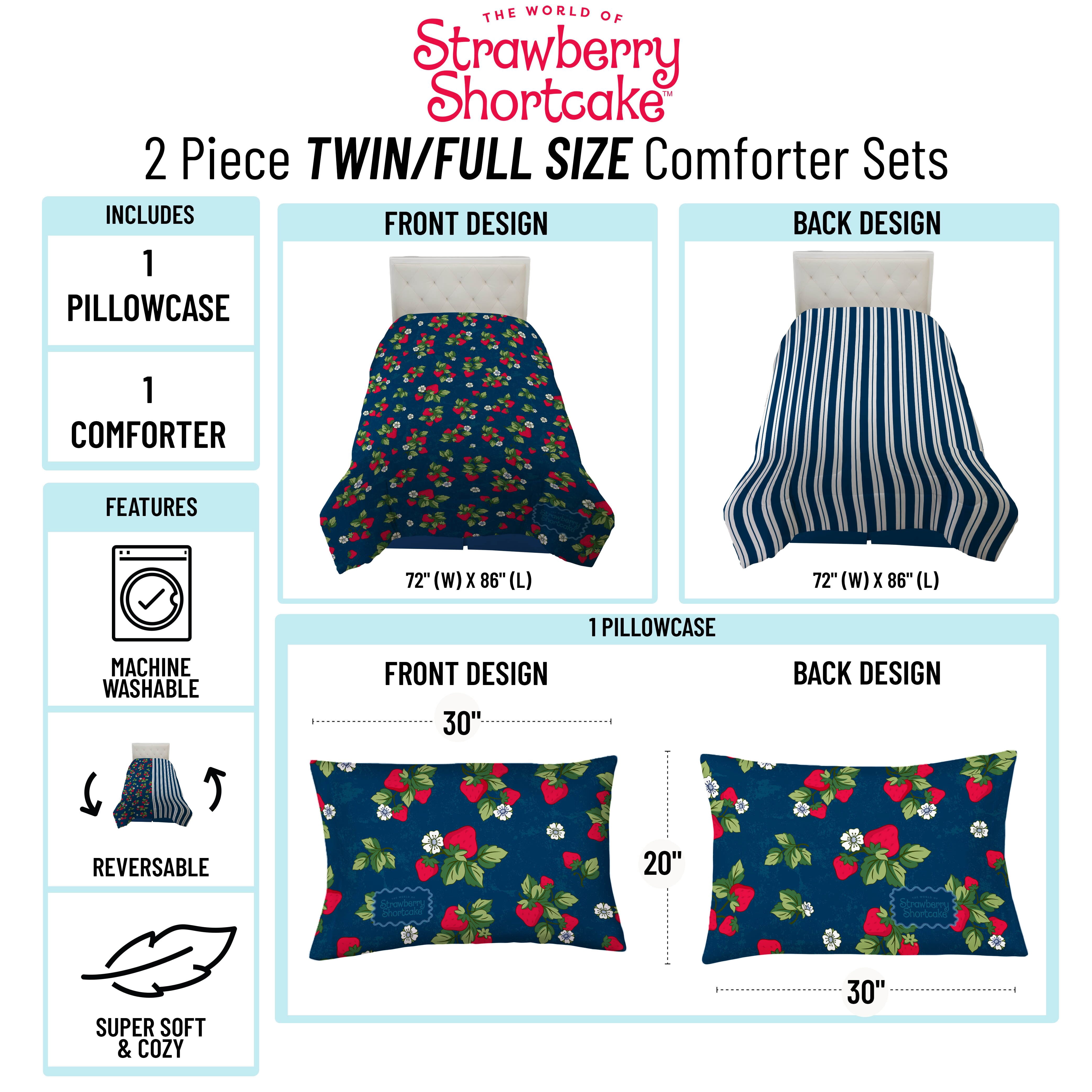 Wildbrain Strawberry Shortcake Berry Meadows 2 Piece Twin/Full Size Kids Comforter Set - Soft Kids Bedding
