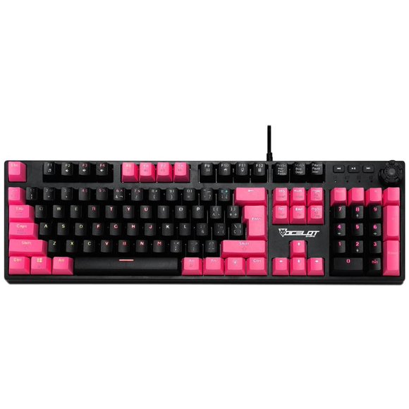 Teclado Mecánico Gamer OCELOT OGMK04, USB. Color Negro con Rosa. Ocelot Gaming OGMK04