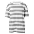 thumbnail image 5 of YUGYXL Fashion Striped Shirts for Women Short Sleeve Blouses Crew Neck Summer Tops Going Out Loose Tshirts Gray S, 5 of 6