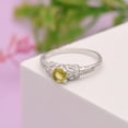 thumbnail image 4 of 5mm Round Shape Natural Peridot 925 Sterling Silver Blossom Design Valentines Day Gifts Ring, 4 of 6