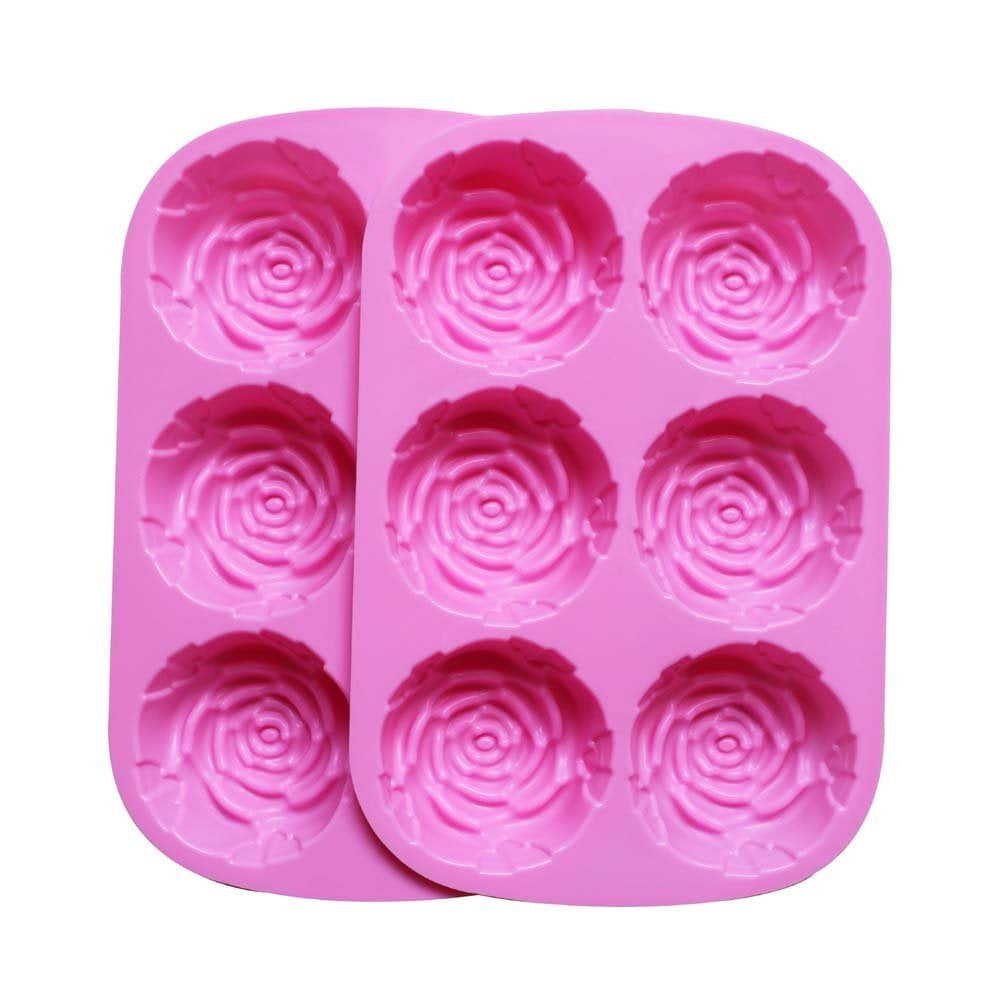 OBTANIM 2 Pcs Silicone Square Rose Flower Fondant Molds Handmade