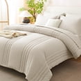 thumbnail image 1 of CozyLux Juego de edredón Queen – Cama de 7 piezas en una bolsa, edredones beige, juego de cama tamaño Queen, juego de cama suave con sábanas de edredón para todas las estaciones, fundas de almohada y, 1 of 9