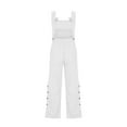 thumbnail image 5 of LMOIPLI Women's Solid Color Lightweight Long Pants Adjustable Strap Romper Baggy Fashion Summer Clothes Vintage Adjustable Strap Romper Wide Leg Outfits Overalls Long Bib Pants White XL, 5 of 6