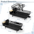 thumbnail image 2 of Fonirra 2-Tier Metal Dish Drainer with Utensil Holder, Removable Drip Tray, 360-Degree Swiveling Spout, Collapsible Dish Drying Rack & Drainboard Set for Kitchen Counter, Black, 2 of 8