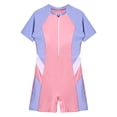 thumbnail image 3 of vastwit Girls Athletic One Piece Swimsuit Short Sleeve Shorty Wetsuit Beach Sports Swimwear Pink 10, 3 of 7