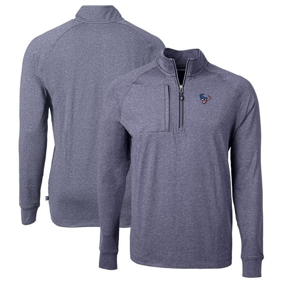 Men's Cutter & Buck Heather Navy Houston Texans Big & Tall Adapt Eco Knit Quarter-Zip Pullover Top