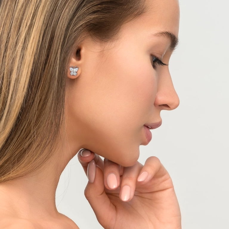 Bestyle Butterfly Stud Earrings, Sterling Silver photo 2