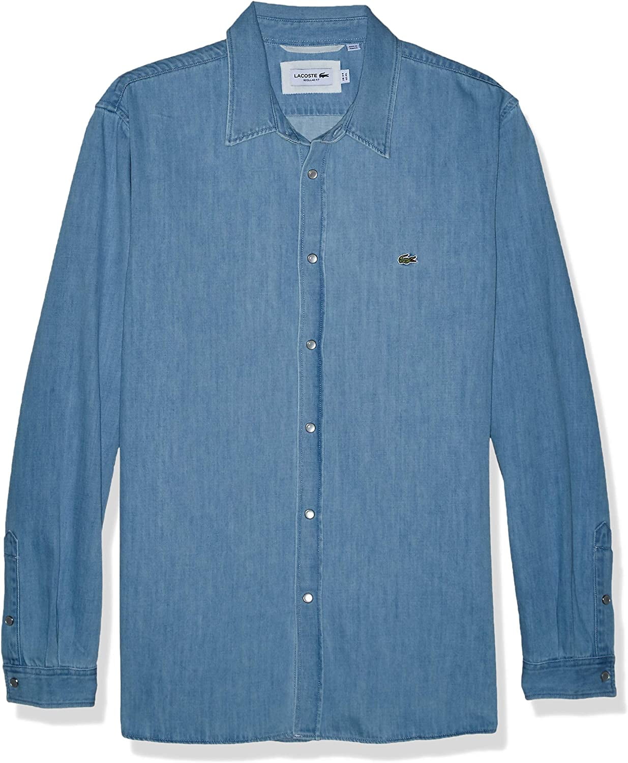 Lacoste Mens Long Sleeve Denim Cotton Woven Regular Fit Button Down Shirt -  Walmart.com, image size:1235x1500
