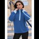 thumbnail image 4 of Sudadera de Mujer con Media Cremallera, Suave y Extragrande, con Bolsillos, Cálida y Afelpada. Azul M, 4 of 8