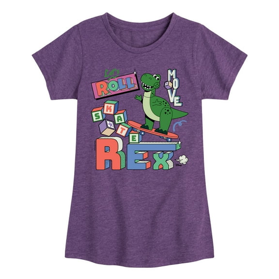 Disney - Toy Story - Skateboard Rex - Toddler & Youth Girls Short Sleeve Graphic T-Shirt