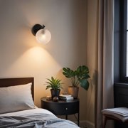 Kenroy Home Prismatic 9.25'' Dimmable 1-Light Wall Sconce with Clear Glass Round Globe Shade Modern Wall Light Fixture for Living Room, Bedroom, Stairway, or Hallway, Black