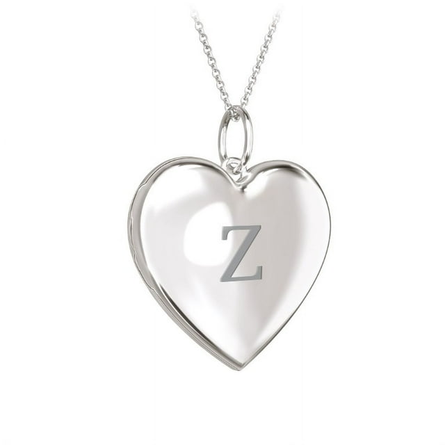 Initial Heart Locket Necklace in 10K White Gold