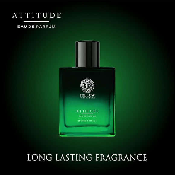 Follow Fragrances Attitude Eau De Parfum For Men 100ml, 3.4 Fl.oz. | Long Lasting Perfume For Boys - With Citrus, Apple, Geranium & Cedarwood Notes | Perfect Gift For Husband, Boyfriend