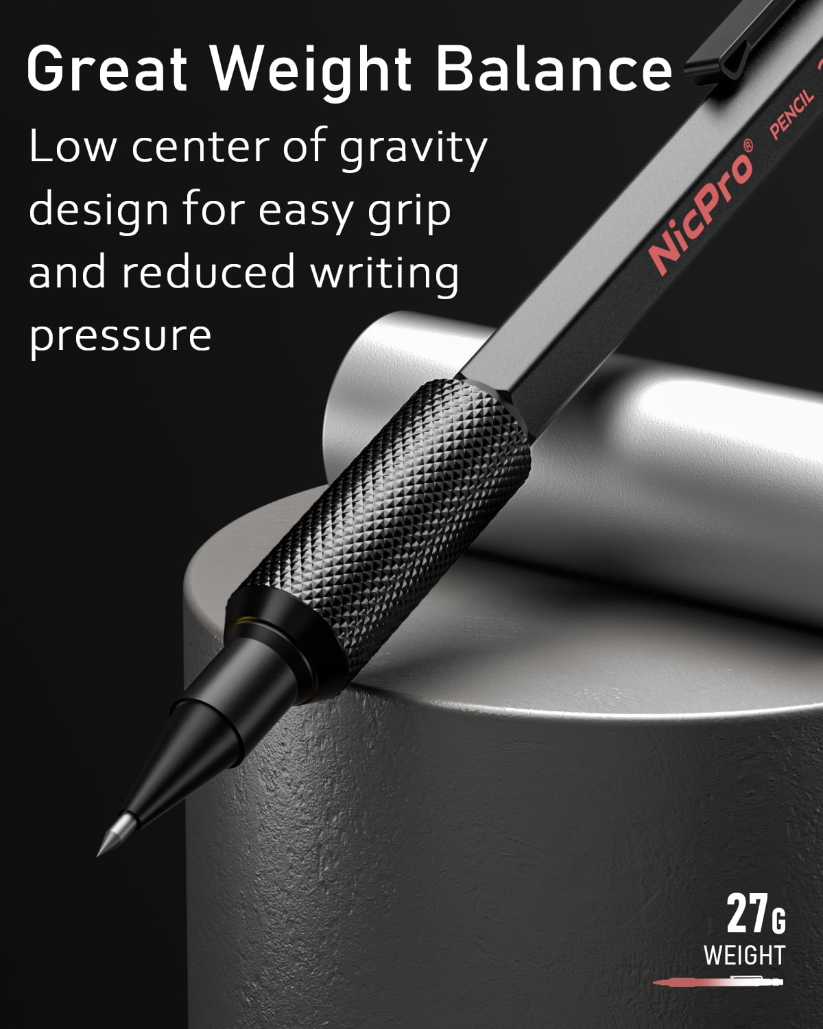 Nicpro 27Pcs Art Mechanical Pencil Set in Case, Metal Drafting Pencil 0.5, 0.7, 0.9 mm & 2mm with 13 Tube Lead Refills(4B 2B HB 2H 4H Colors) Weatherproof Barrel for Outdoor Writing Drawing Sketching