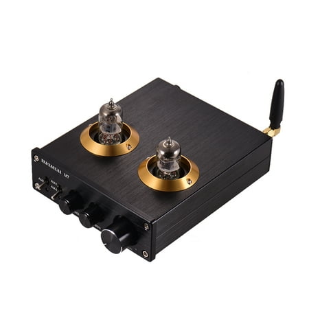 Mini HiFi Digital Audio Preamplifier Stereo Preamp with Dual 6J2 Vacuum Tubes BT AUX Inputs Treble Bass