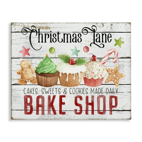 Stupell Industries Christmas Lane Bake Shop Holiday Painting Gallery Wrapped Canvas Art Prints Wall Art, 20 x 16