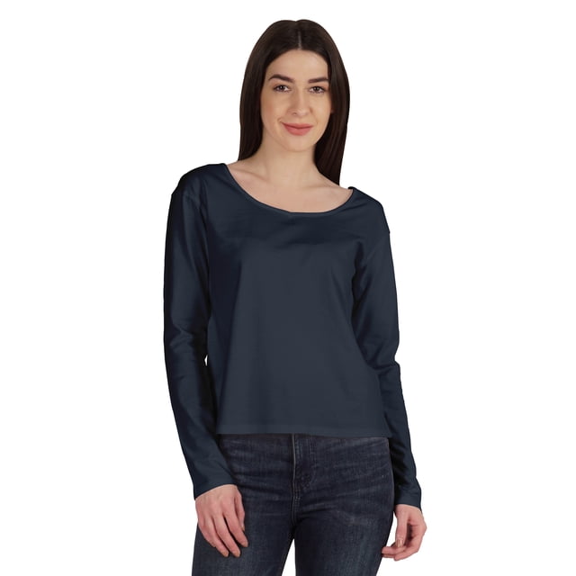 Inkmeso T-Shirt en Coton à Manches Longues Style de Rue Col Rond pour Femmes