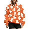 thumbnail image 3 of Zijinkuiwen Women Oversized Fleece Hoodie with Pet Pocket Cute Ghost Bat Star All Over Print Pullover for Halloween Fall Casual Daily Wear,XL, 3 of 7