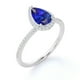 thumbnail image 4 of JeenMata Anillo de Compromiso de 1 Quilate con Piedra Natal de Septiembre en Corte de Pera - Anillo de Bodas - Anillo de Halo - Anillo Pavé - Anillo de Promesa - Baño de Oro Blanco de 18 K sobre Plata, 4 of 6