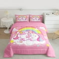 thumbnail image 3 of Feelyou Dreamy Unicorn Child Bedding Comforter Set, Cartoon Stars Rainbow Twin Comforter Sets, Girly Pink Animal Reversible Bedding Set, Lightweight Room Decor, 2 Pieces, 3 of 9