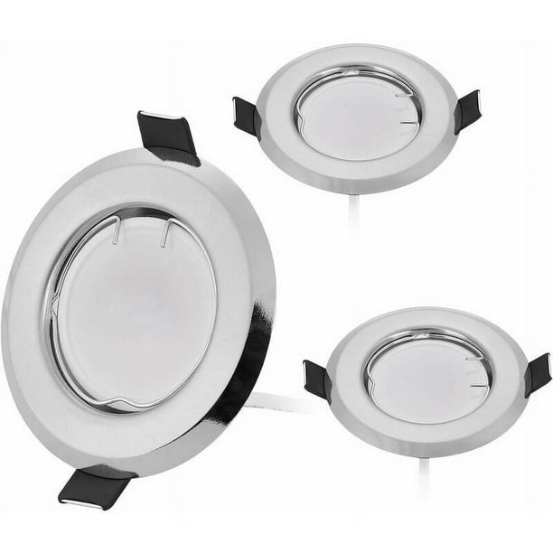 Juego de 3 focos LED empotrables ultraplanos con bombilla regulable de 3 x 5 W, módulo puntual de 220 V, perforación de 75 a 80 mm, regulable, luz blanca cálida, ángulo de haz de 120°