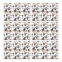 Chihuahua and Footprints Summer Placemats Table Placemats Set Of 6-Linen Kitchen Washable Placemats Table Mats 11.8"x17.7"Non-Slip Heat Resistant
