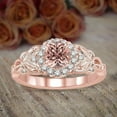thumbnail image 2 of 2 Carat Peach Pink Morganite (6mm Round Cut Morganite) Diamond Moissanite Engagement Ring Jewelry with 18k Gold Plating, 2 of 3