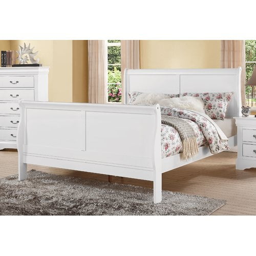 ACME Louis Philippe III Eastern King Sleigh Bed in White, Multiple Sizes - www.waldenwongart.com