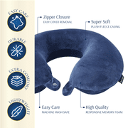 Brookstone Travel Neck Pillow Classic Snap Closure Soft Memory Foam Travel Pillow for Travelling