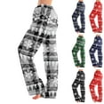 thumbnail image 2 of Adult Fashion Loose Christmas Print Sleep Pants Homewear with Drawstring & Elastic Waist, Vermilion, Size M, 2 of 4