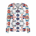 thumbnail image 4 of NTACZA V Neck Tops for Women Trendy Western Aztec T-Shirt Long Sleeve Button Cowgirl Woman Shirts L, 4 of 5