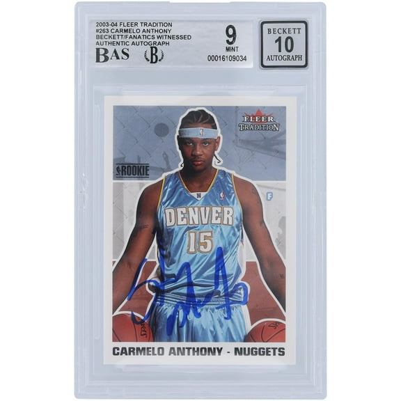 Carmelo Anthony Denver Nuggets Autographed 2003-04 Fleer Tradition #263 Beckett Fanatics Witnessed Authenticated 9/10 Rookie Card - Fanatics Authentic Certified