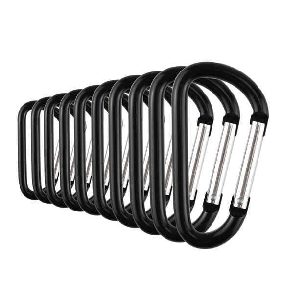 Aluminum Carabiner Clip Keychain Hook for Keys Backpack Pet Leash Hiking Camping Travel Outdoor Gear Accessories, Black