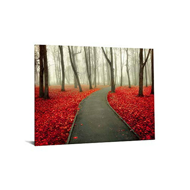 Autumn Road Photographic Tempered Glass Wall Art Com - Large Tempered Glass Wall Art