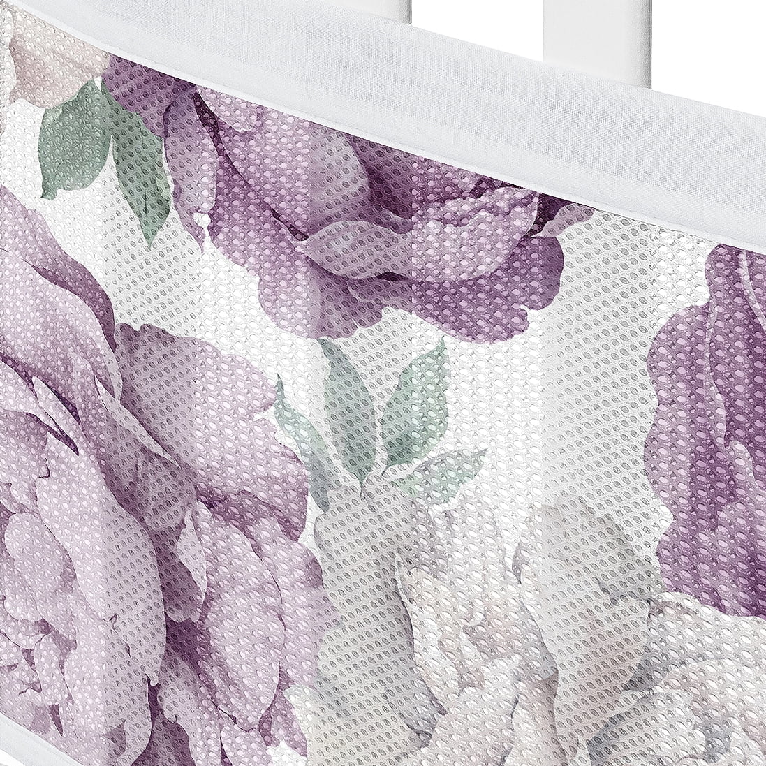 Sweet Jojo Designs + BreathableBaby Peony Floral Garden Lavender Purple and Ivory Girl Breathable Mesh Crib Liner