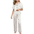 thumbnail image 2 of White Womens Pajama Sets Shorts, Polyester Summer Pajamas for Women, Short Sleeve Womens Pajama Set, 5XL Women Satin Pajamas, Women Pajama Sets, Valentine's Day Sleepwear Women Pajamas, 2 of 7