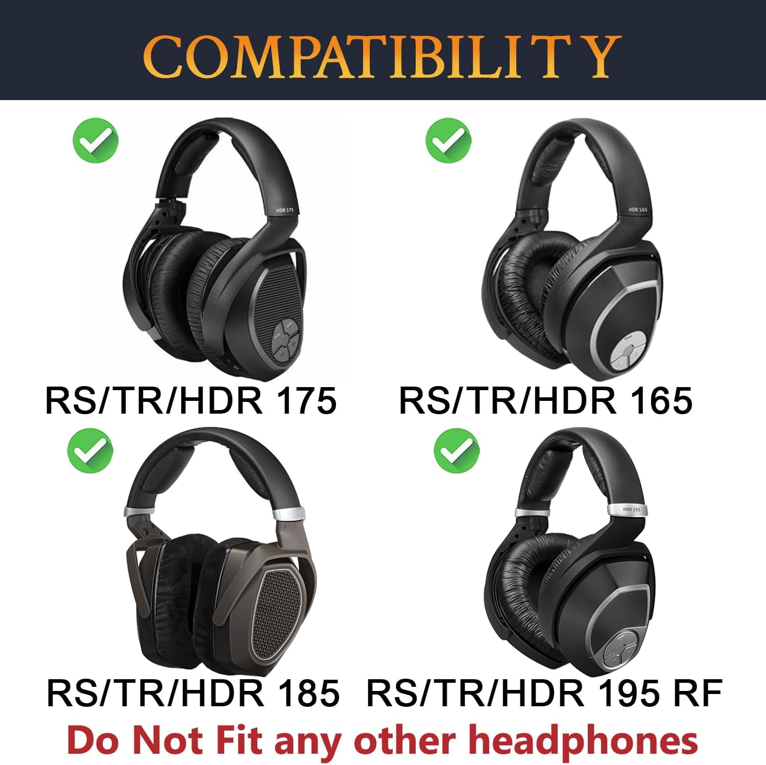 Replacement Ear Pads For Sennheiser HDR175 / HDR165 / HDR185 / HDR195 Wireless Headphones 1 thumbnail image