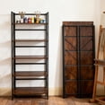 thumbnail image 1 of Folding Bookshelf  Convertible Design  Multifunctional Plant Stand Storage Rack Shelves for Home Office  Easy Assembly, 1 of 6
