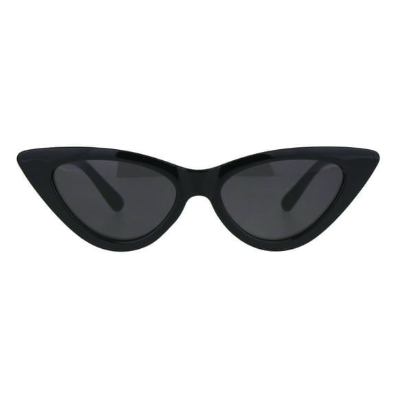 Girls Kid Size Mod Plastic Cat Eye Minimal Chic Retro Sunglasses All Black