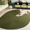 thumbnail image 4 of SAFAVIEH Braided Rishika Solid Machine Washable Reversible Area Rug, Green, 10' x 14' Oval, 4 of 12