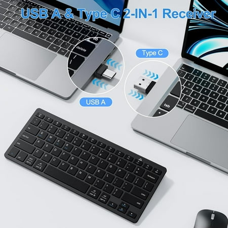 ASIASN-2.4G Wireless Keyboard for Win 7/8/10 with USB & Type C Ultra Slim and Compact Quiet Compatible with Laptop Tablet Desktop and PC (Black) ASIASN-2.4G Wireless Keyboard for Win 7/8/10 with USB & Type C Ultra Slim and Compact Quiet Compatible with Laptop Tablet Desktop and PC (Black)