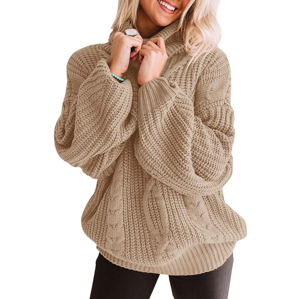 SySea - SySea High Roll Neck Autumn Winter Female Knit Sweater Casual ...