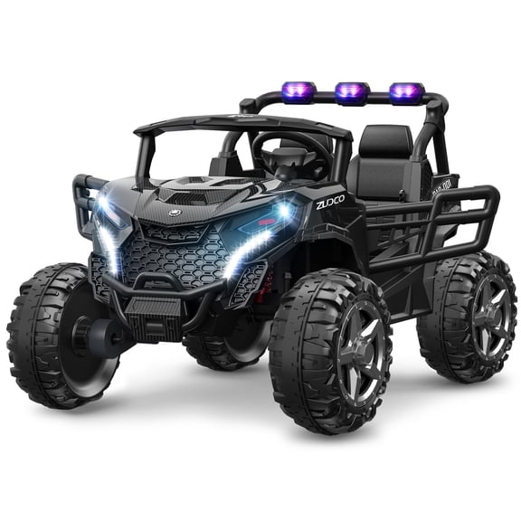 TOKTOO 24 Volt Ride on Toy for Big Kids, 24V Ride Ons with 4 Power EVA Wheels, 24V 2 Seater Battery Powered Ride on UTV Car, 4WD, 800W, 5.1 Mph, Kid Electric Car with Remote Control, Aged 3-8Y, Black