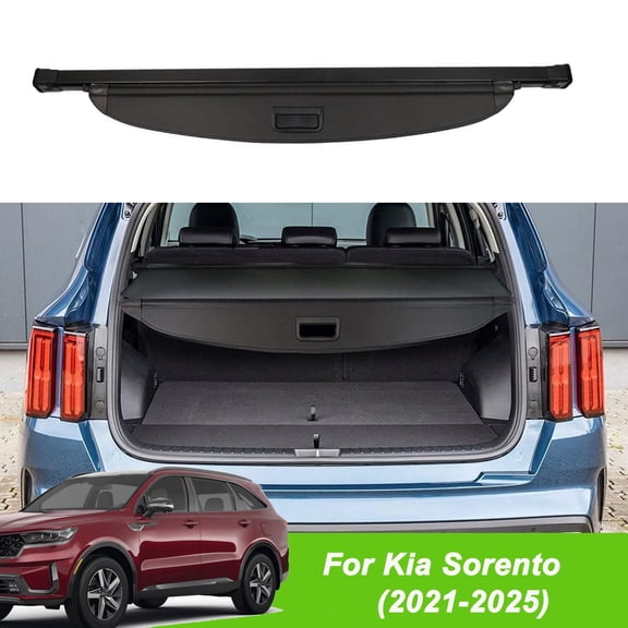 Fit Kia Sorento 2021-2026 Retractable Cargo Cover for 2021 2022 2023 2024 2025 2026 Kia Sorento Suv Accessory Rear Trunk Privacy Shade Black