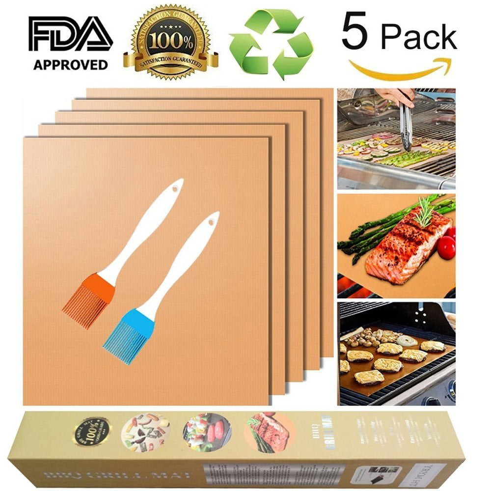 6pcs Easy BBQ Grill Mat Copper Pad Non Stick Barbecue Bake Cooking Chef Reusable 