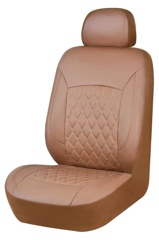 Auto Drive Faux Leather Quilted Seat Headrest Cover Tan Com - Car Seat Covers Tan Leather