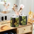 thumbnail image 3 of Yayeee 2 Pack Qtip Holder Bathroom Cotton Swab Canister with Lid Clear Dispenser Set, Green Flowers, 3 of 6