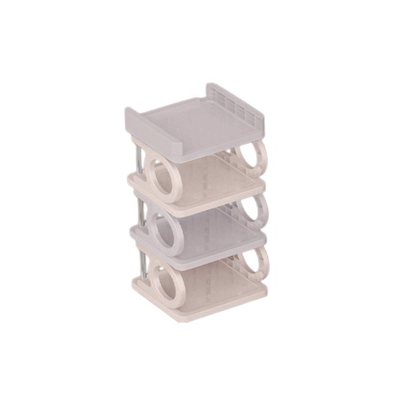 Qocolhg Narrow Corner Shoe Rack 4 Tier Plastic Shoe Shelves Shoe Organizer Shoe Organizer Rack for Small Spaces Shoe Holders Shoe Storage Organizer for Bedroom, Entryway, Dormitory, Gray