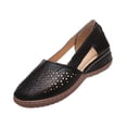 thumbnail image 1 of Wedge Sandals for Women Closed Toe Solid Color Hollow Out Sandals Soft On Arch Support Summer Flat Shoes, 35, 1 of 9